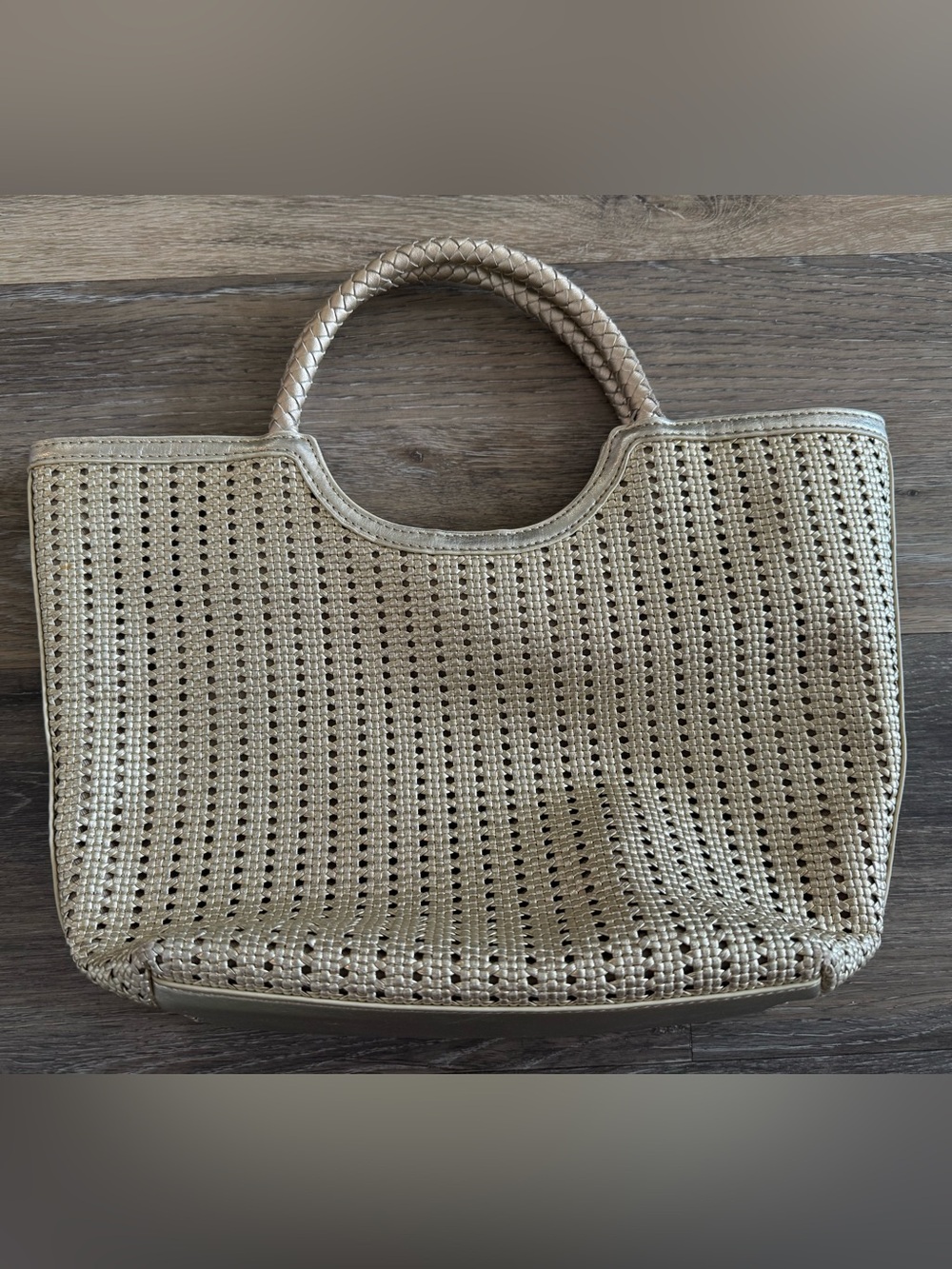 Talbots Metallic Woven Gold Tote - Picture 3 of 5
